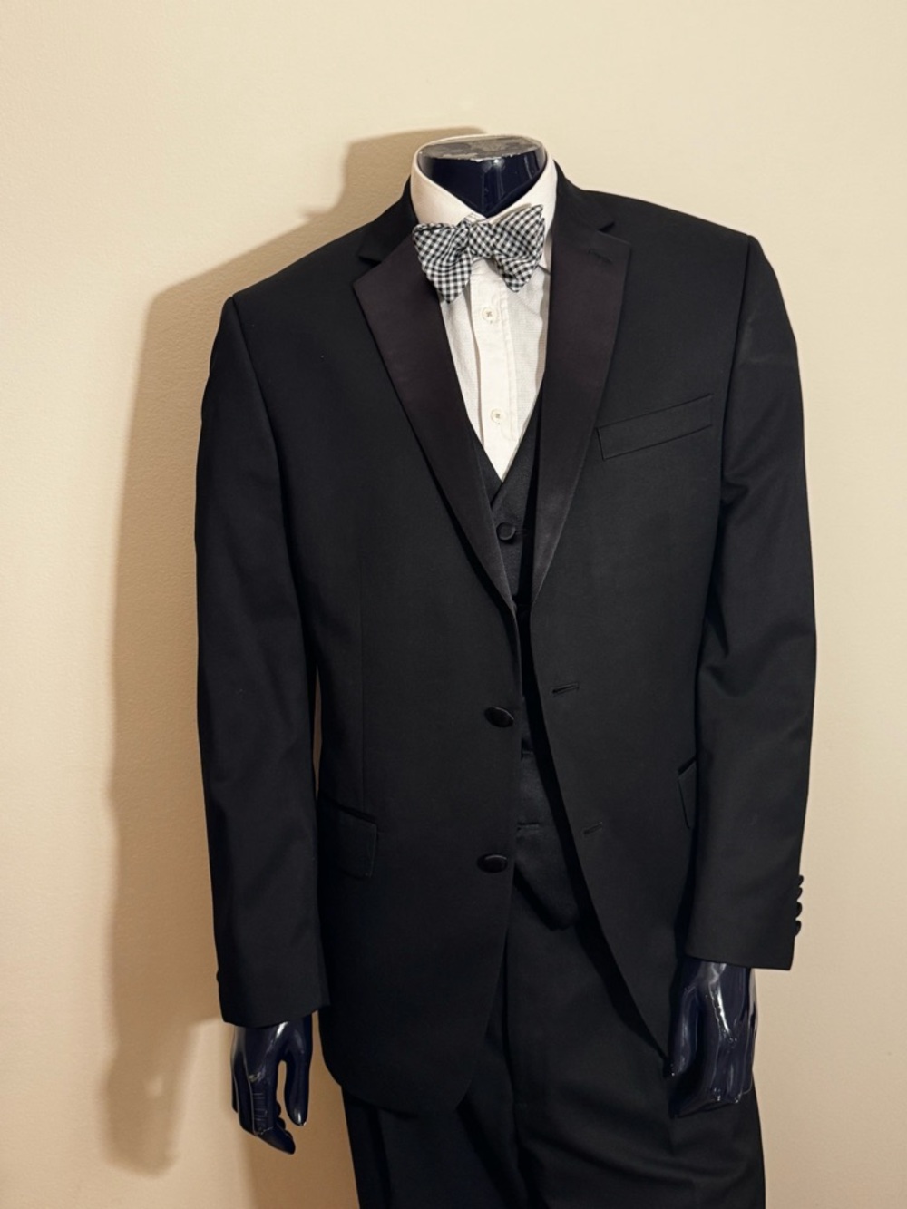 Black Men's 3 Piece Tuxedo Jacket with Satin Accents